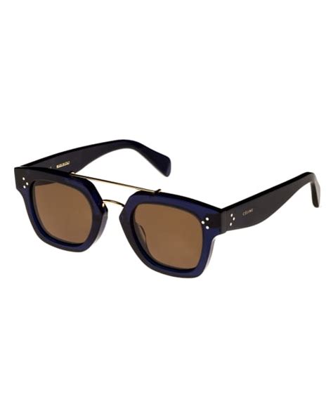 celine square monochromatic acetate & metal sunglasses